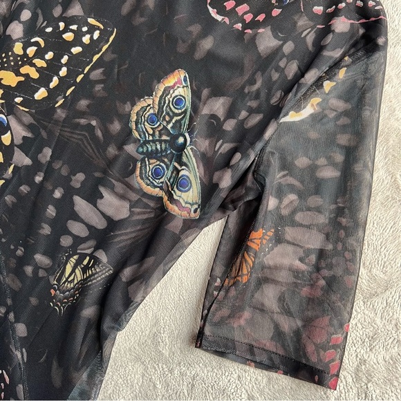 NWT Desigual Slim Knee-Length Mesh Butterfly Print Art-to-Wear Dress Black - Picture 8 of 17